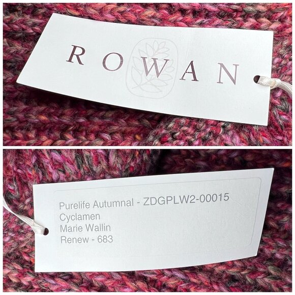 Cropped Chunky Knit Cardigan NWT Rowan Purelife Marled Red Short Sleeve S M - Picture 4 of 9